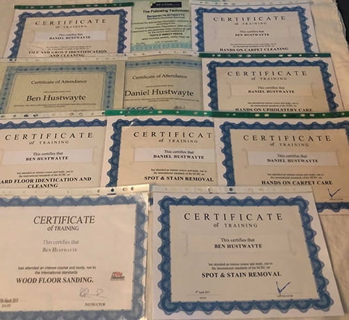 Whitegate Cleaning Services Certificates